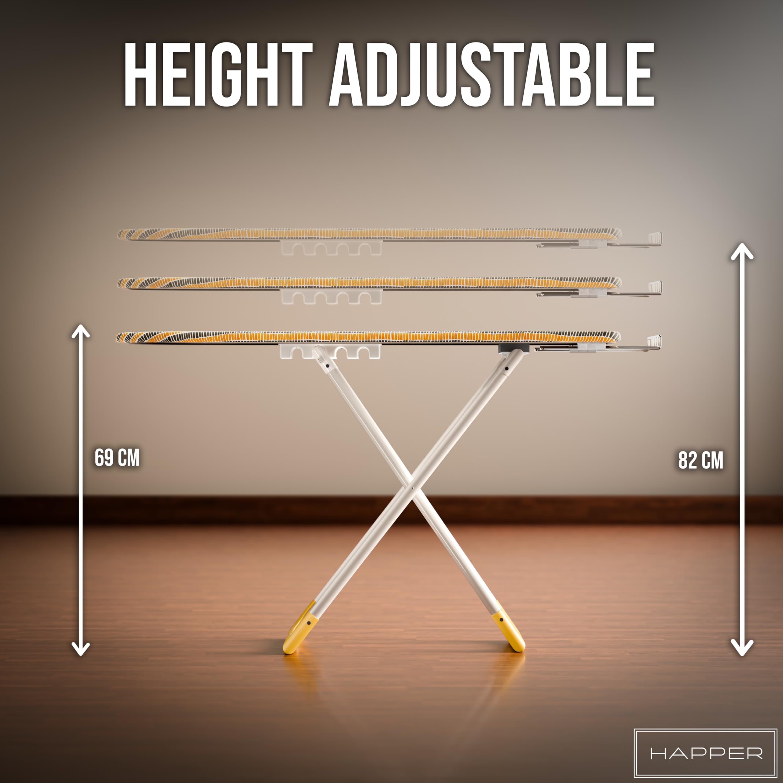 Happer Premium Wooden Ironing Board/Table with Iron Holder